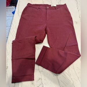 Cosmic Blue Love Burgundy Cuffed Ankle Pants Stretch Sz 33